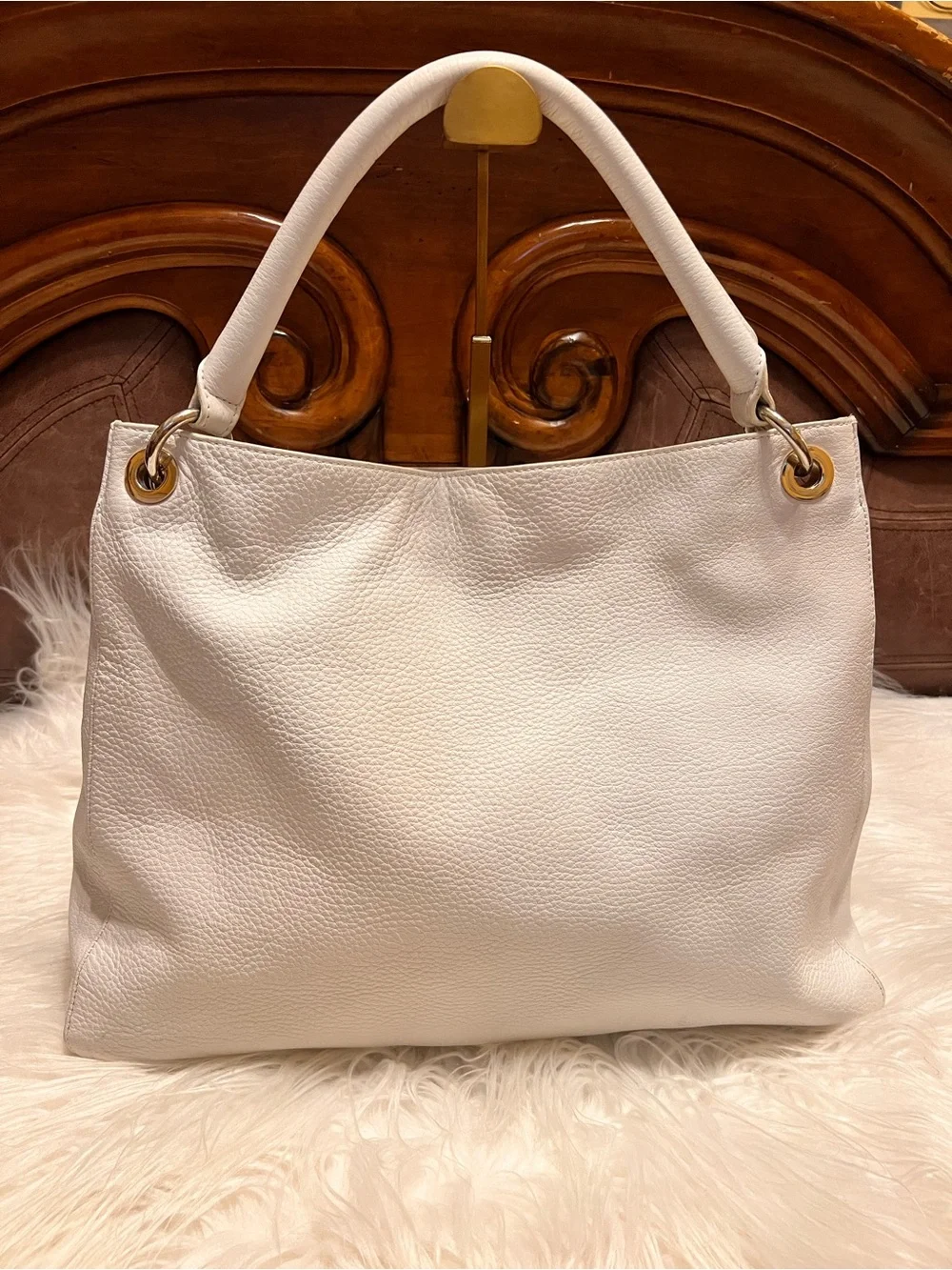 Mark & Graham ivory Pebbled Leather Hobo Bag